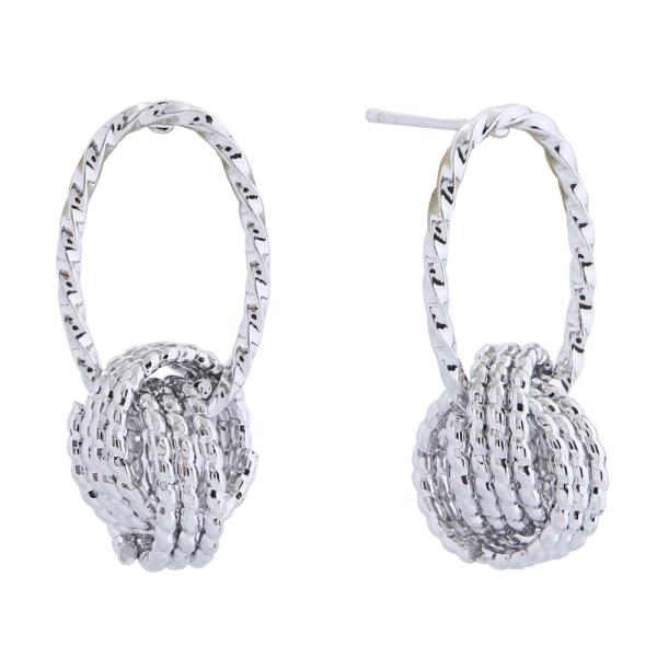 14K GOLD/WHITE GOLD DIPPED TWISTED ORB DROP EARRINGS