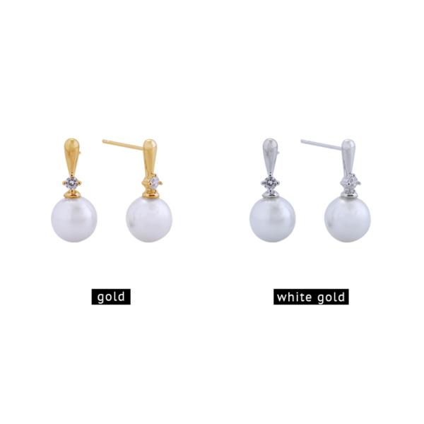 14K GOLD/WHITE GOLD DIPPED DAZZLING PEARL EARRINGS