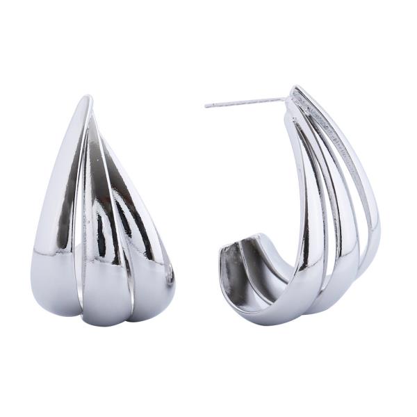 14K GOLD/WHITE GOLD DIPPED CURVED HOOP EARRINGS