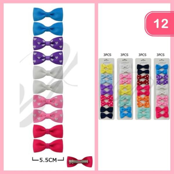 RIBBON HAIR BOW PIN SET (12 UNITS)