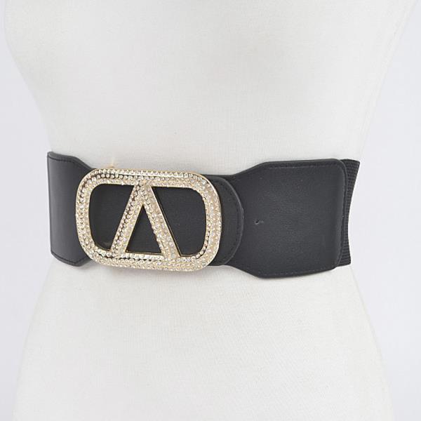 RHINESTONE BUCKLE PLUS SIZE ELASTIC BELT