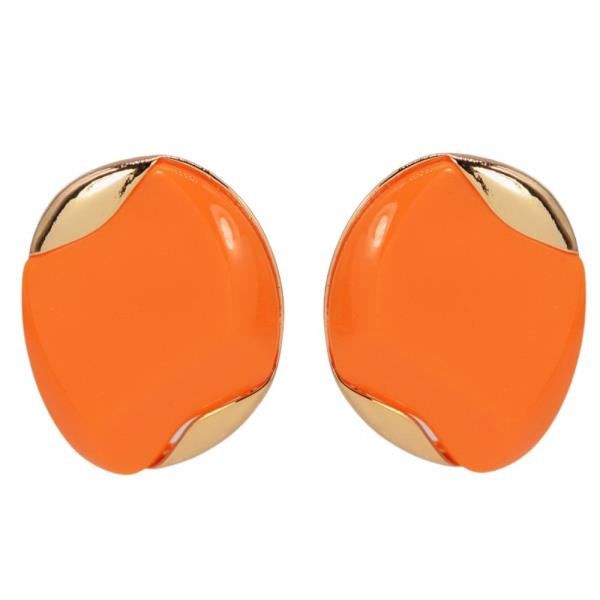 COLOR METAL OVAL EARRING