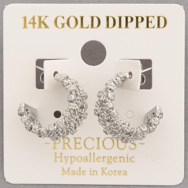 14K GOLD DIPPED TEXTURED OPEN HOOP EARRING