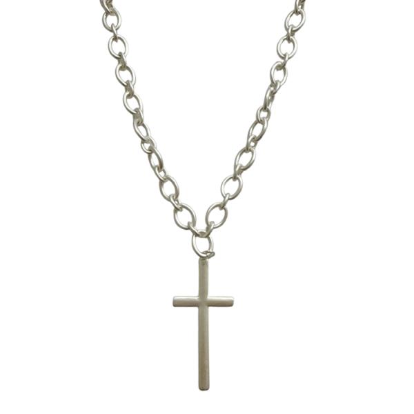 CROSS OVAL LINK METAL NECKLACE