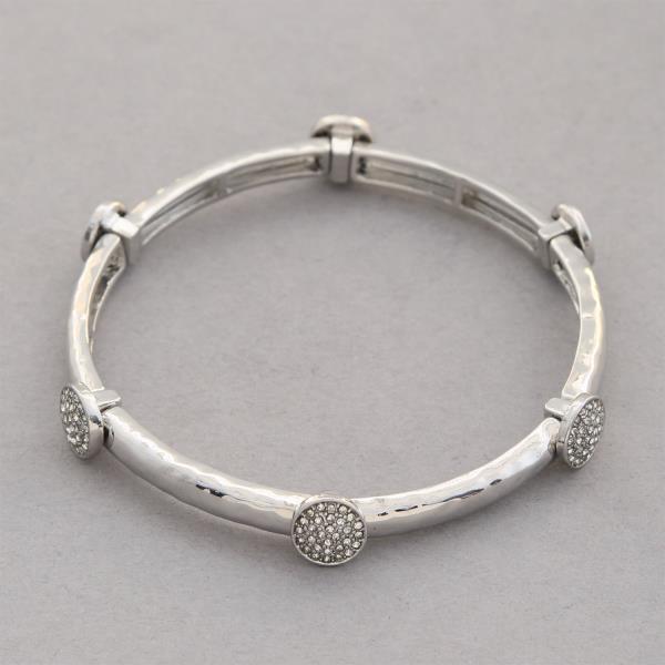 RHINESTONE COIN METAL BAR BRACELET