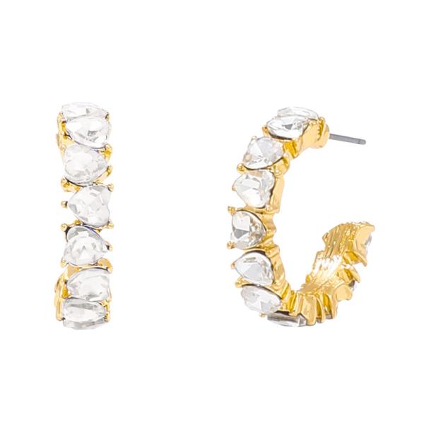 HEART CRYSTAL OPEN HOOP EARRING