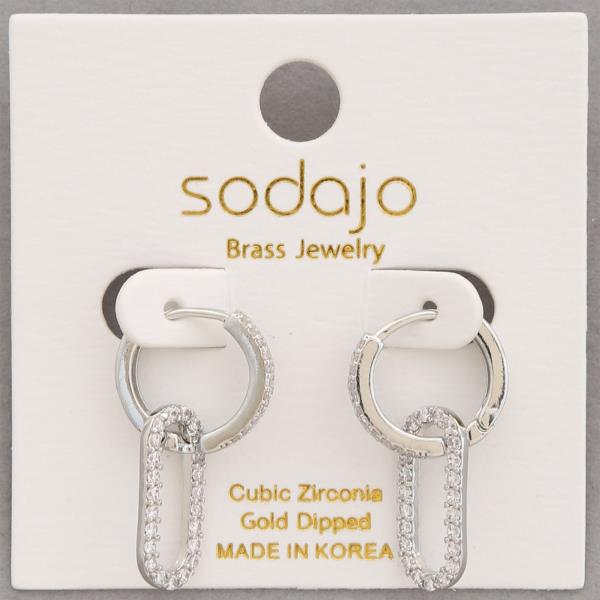 SODAJO CZ OVAL GOLD DIPPED HUGGIE EARRING