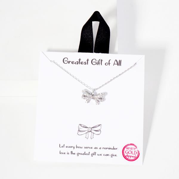 18K GOLD RHODIUM GREATEST GIFT OF ALL RIBBON PENDANT NECKLACE