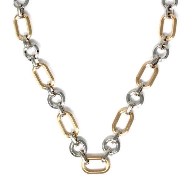 OVAL ROUND METAL CHAIN NECKLACE