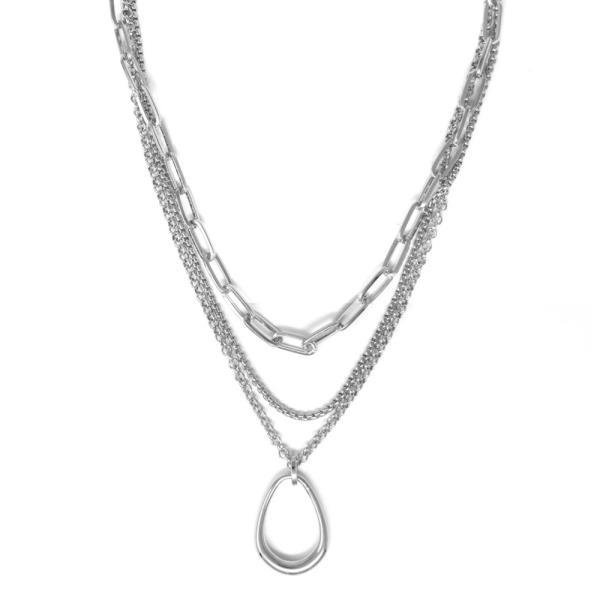 TRIPLE LAYER TEARDROP PENDANT NECKLACE