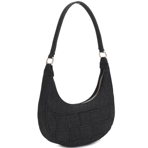 STYLISH DENIM TEXTURED SHOULDER BAG