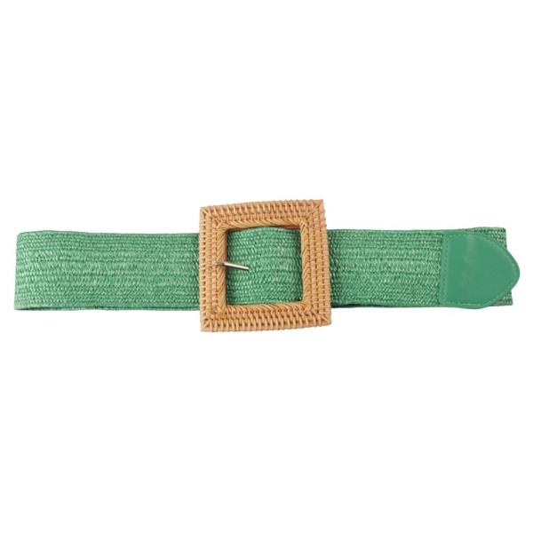 STRAW RATTAN SQUARE BUCKLE BELT