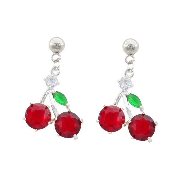 CZ CHERRY STAINLESS STEEL DANGLE EARRING