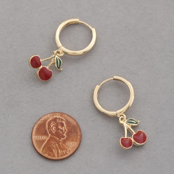 CHERRY CHARM HUGGIE DANGLE EARRING