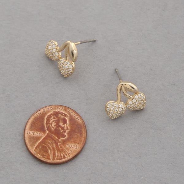 CHERRY META RHINESTONE STUD EARRING