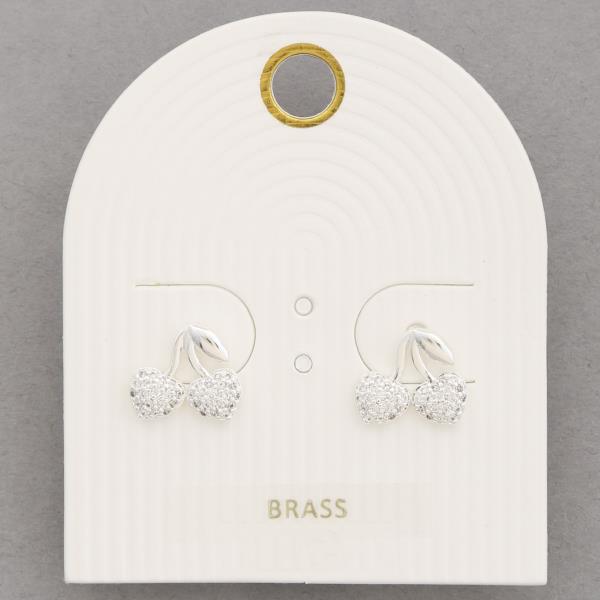CHERRY META RHINESTONE STUD EARRING