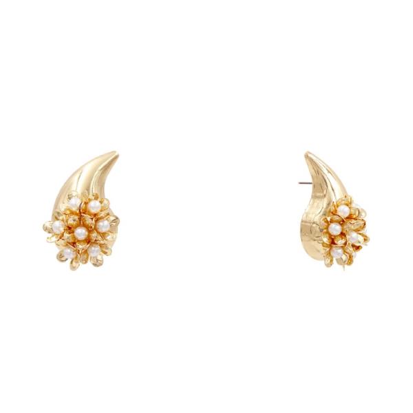 FLOWER CLUSTER TEARDROP DOME EARRING