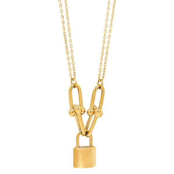 SECRET BOX STAINLESS STEEL LOCK PENDANT NECKLACE