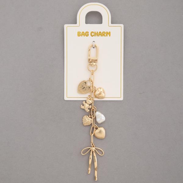 MULTI HEART RIBBON BOW BAG CHARM