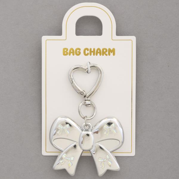 RIBBON BOW METAL BAG CHARM