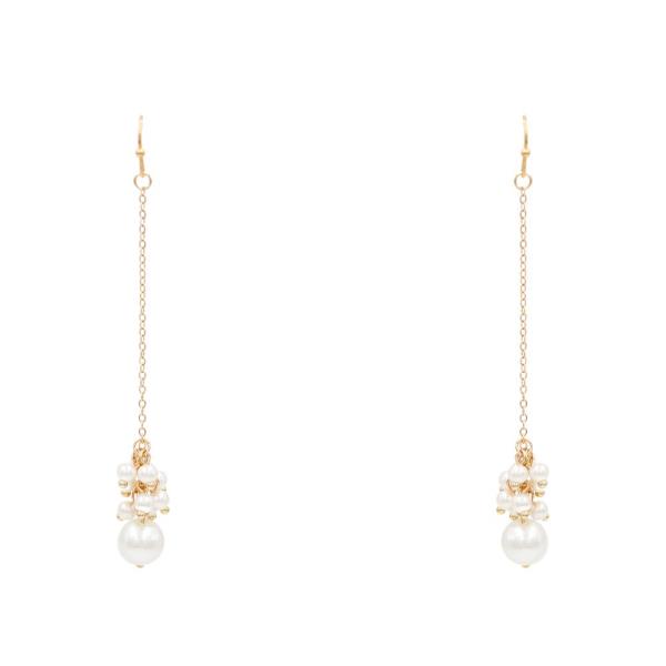 PEARL BEAD CLUSTER CHAIN DANGLE EARRING