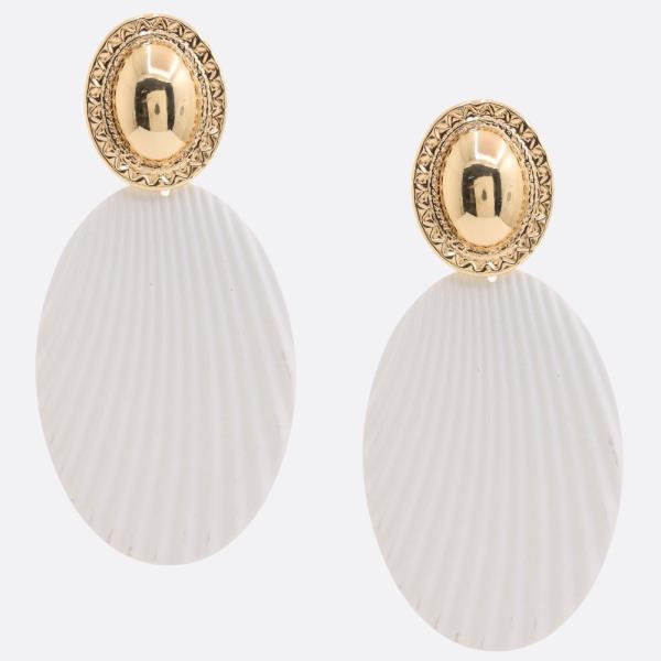 TEXTURED OVAL LINK DANGLE EARRING