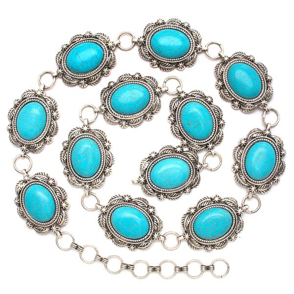 OVAL TURQUOISE STONE LARGE BELT