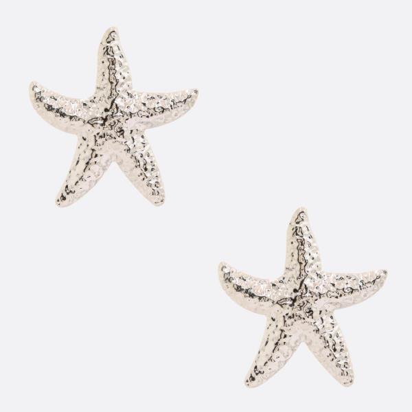 SDJ HAMMERED METAL STARFISH METAL EARRING