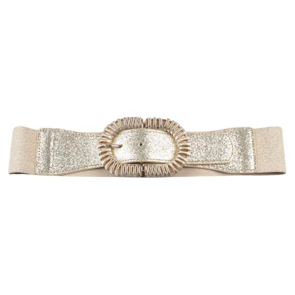 OVAL WRAPPING BUCKLE METALLIC ELASTIC BELT