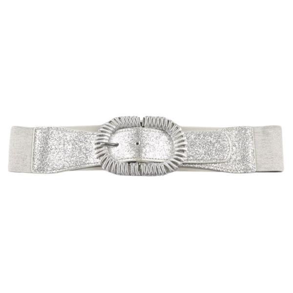 OVAL WRAPPING BUCKLE METALLIC ELASTIC BELT