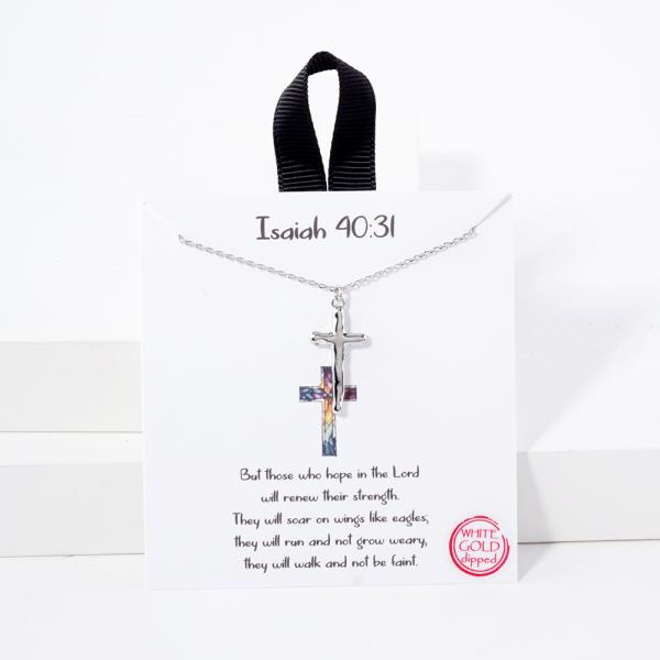18K GOLD RHODIUM ISAIAH 40:31 NECKLACE