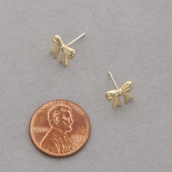 RIBBON BOW GOLD DIPPED STERLING SILVER POST EARRING