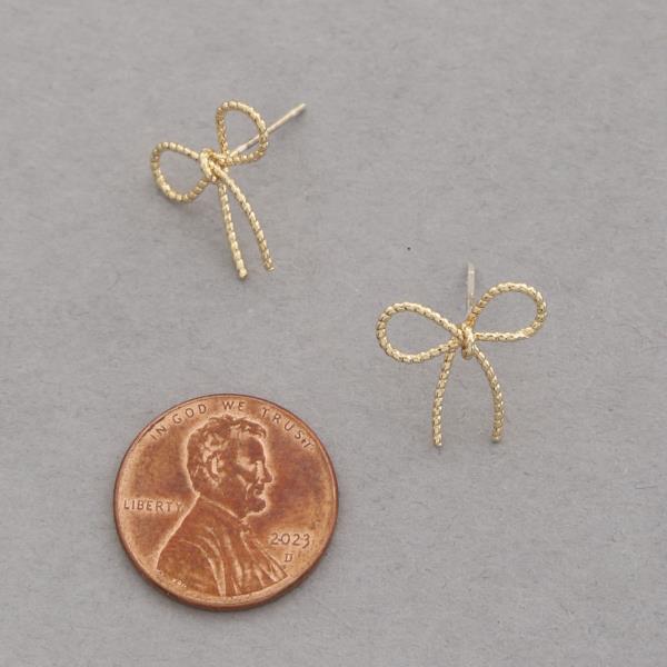 RIBBON BOW GOLD DIPPED STERLING SILVER POST EARRING