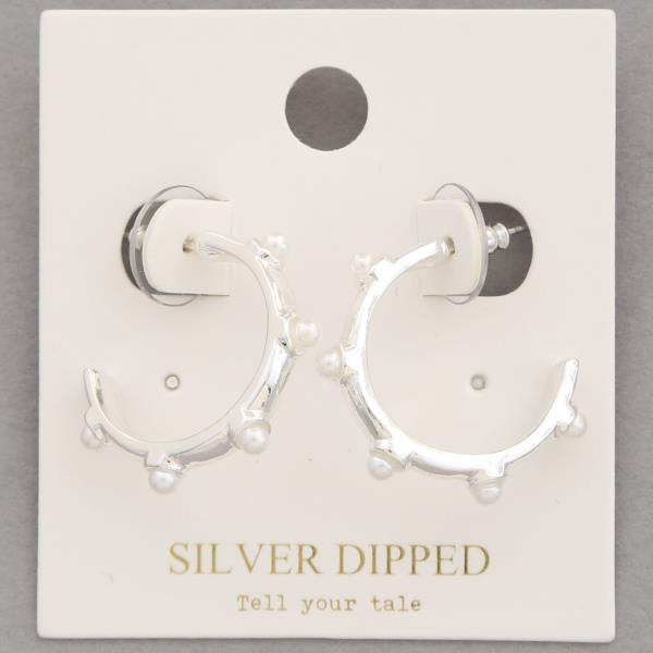 PEARL EDGE OPEN HOOP GOLD DIPPED EARRING