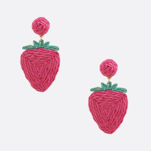 STRAWBERRY RAFFIA EARRING