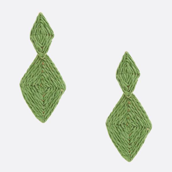 RAFFIA GEO SHAPE DANGLE EARRING