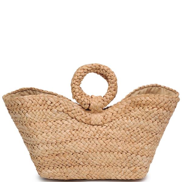 EDITH WOVEN DESIGN STRAW TOTE BAG