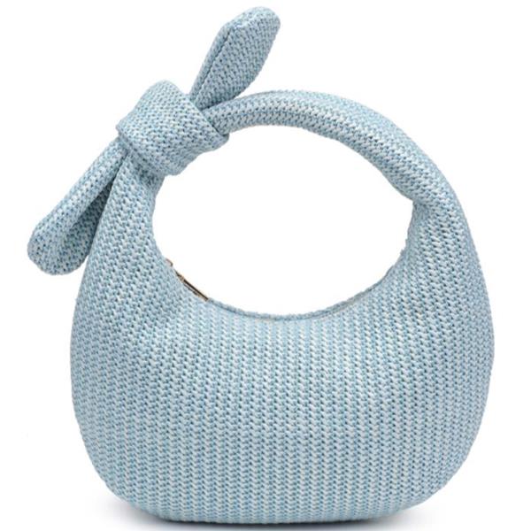PENNY WOVEN DESIGN KNOT HANDLE CLUTCH BAG