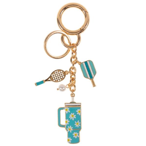 TUMBLER TENNIS AND PICKLEBALL BAG CHARM AND KEYCHAIN
