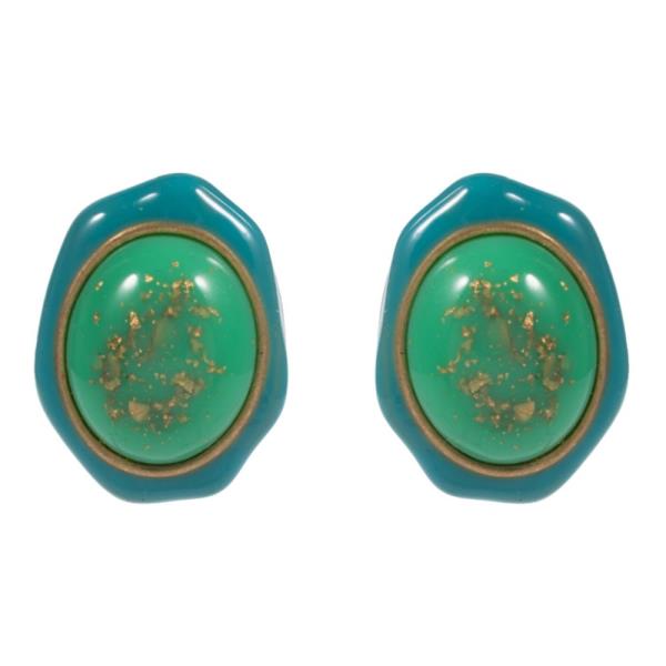 MARBLED OVAL STUD EARRING