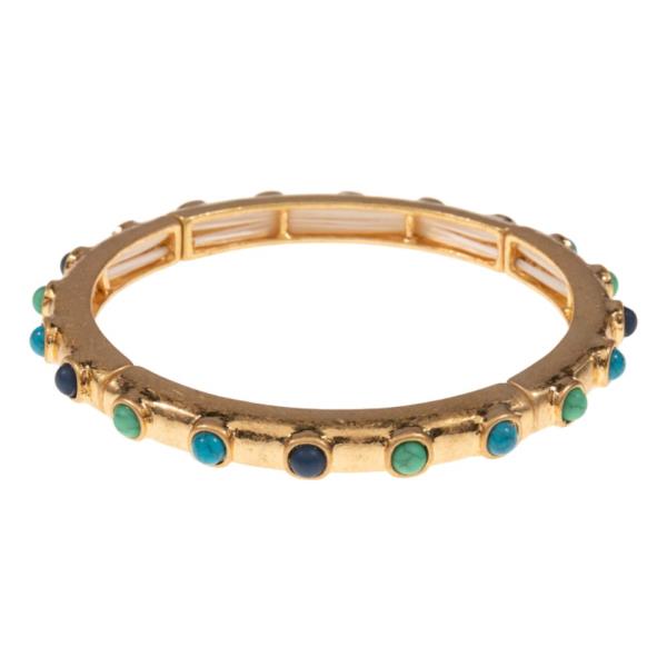 ROUND SHAPED FAUX STONE BANGLE BRACELET