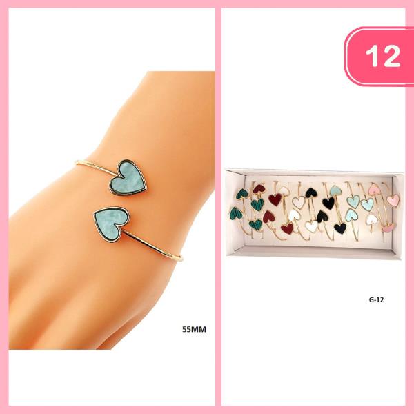 DOUBLE HEART END CUFF BRACELET (12 UNITS)