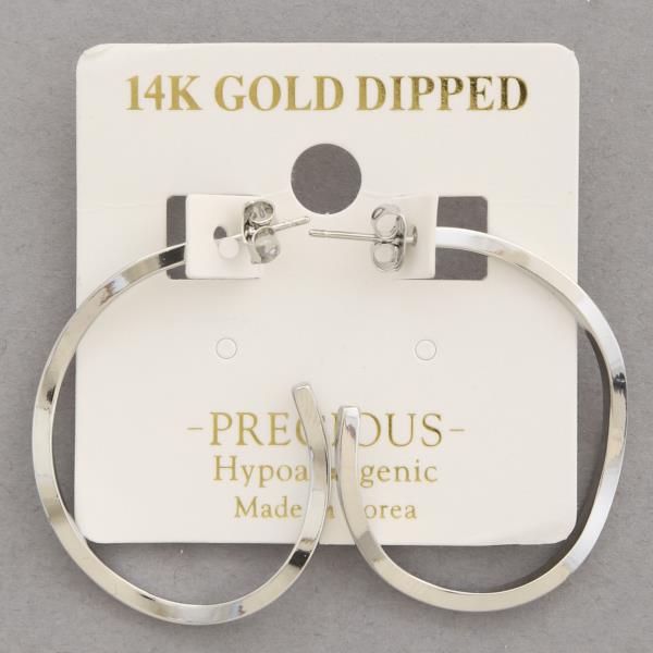 14K GOLD DIPPED BENT METAL OPEN HOOP EARRING