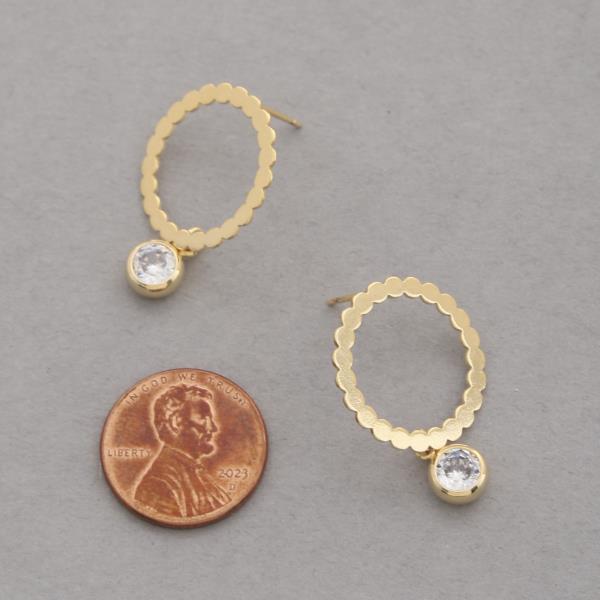 14K GOLD DIPPED CZ SCALLOP EDGE CIRCLE EARRING