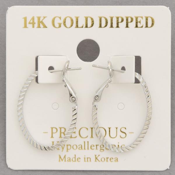 14K GOLD DIPPED TEXTURED OVAL EARRING