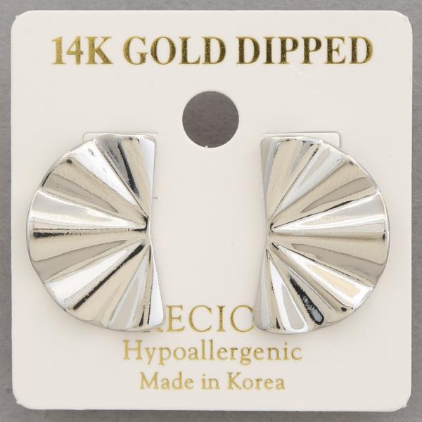 14K GOLD DIPPED RUFFLE FAN EARRING