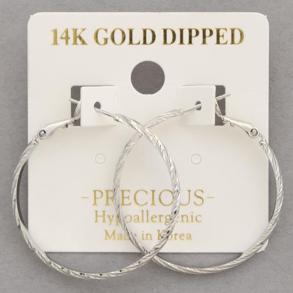 14K GOLD DIPPED TEXTURED HOOP EARRING