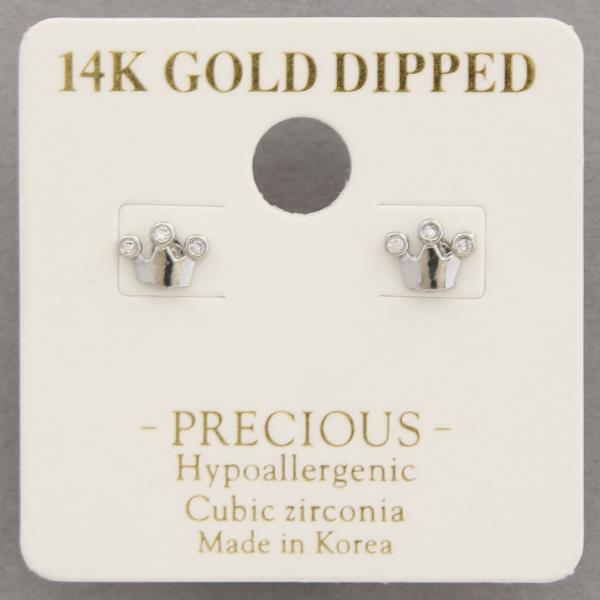 14K GOLD DIPPED DAINTY CROWN STUD EARRING