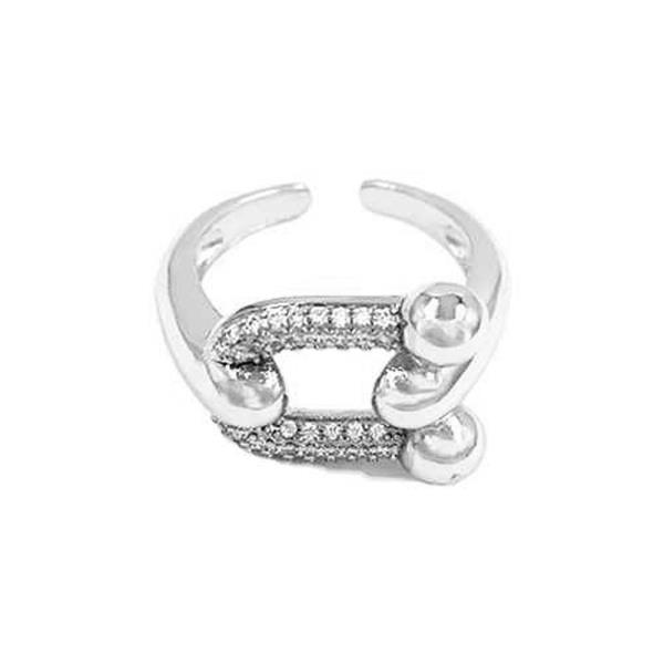TWO TONE RHINESTONE METAL ADJUSTABLE RING