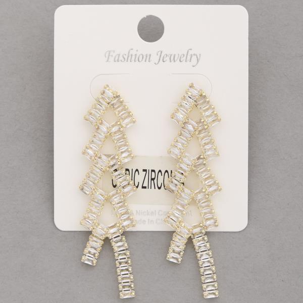 V SHAPE CZ DANGLE EARRING